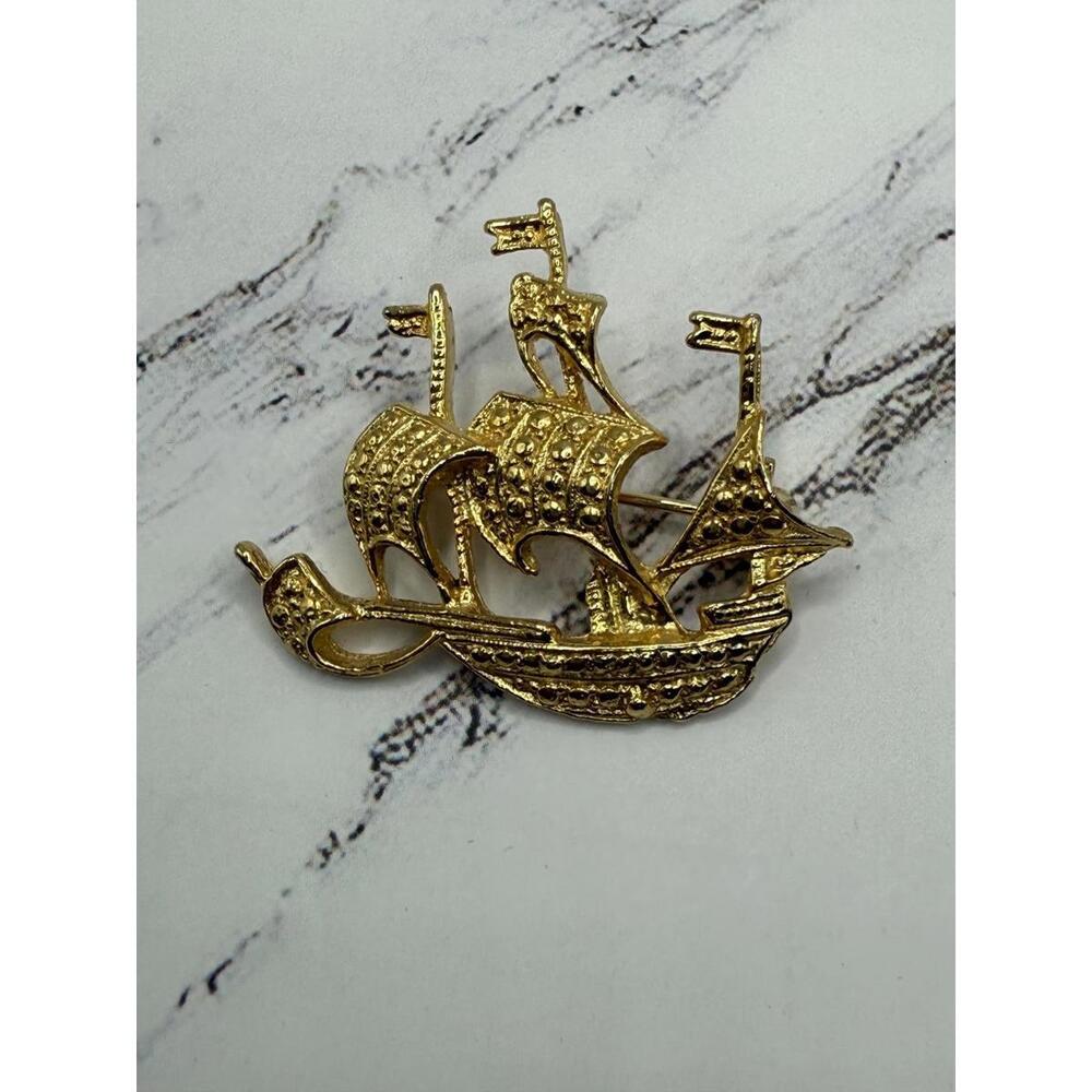 Golden Pirate Ship Brooch Sail the Fashion Seas